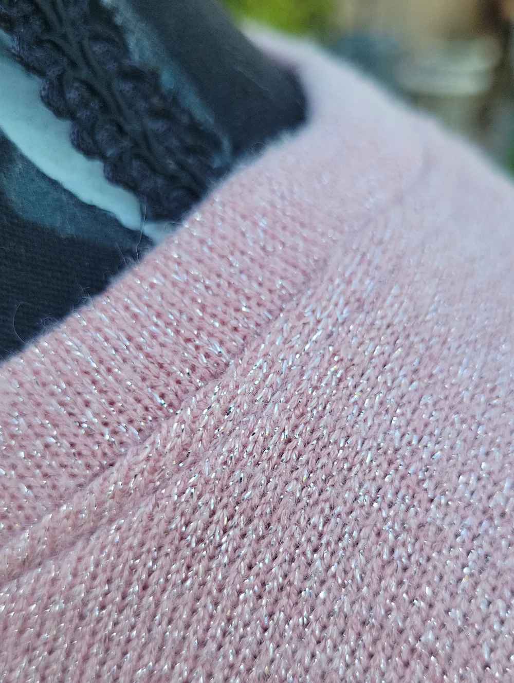 1. State Pink Puff Short Sleeve Sweater Top With Silver Metallic Weave M